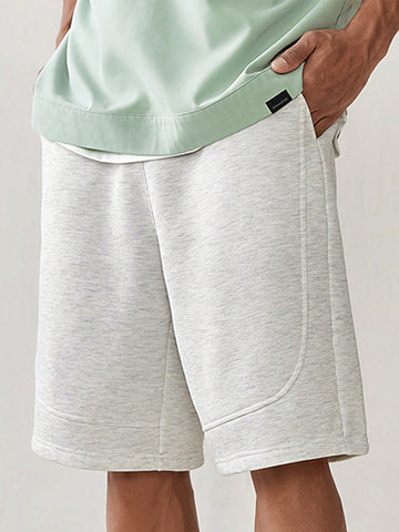 Solid Color Knitted Leisure Shorts With Pockets