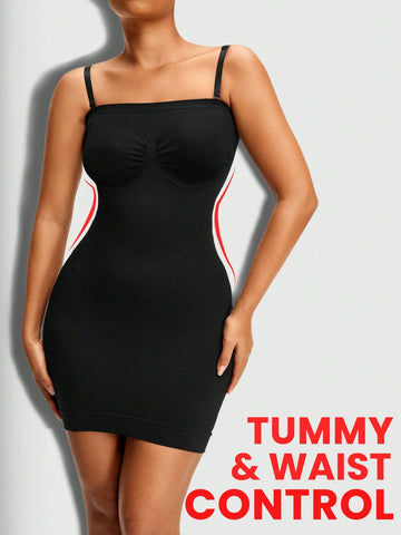 Seamless Cami Shapewear Slip Dress With Adjustable Straps-Tummy Waist Control