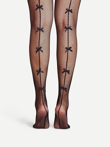 Bow Detail Net Design Pantyhose Stockings