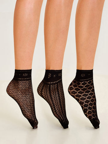 Hollow Out Mesh Socks 3pairs