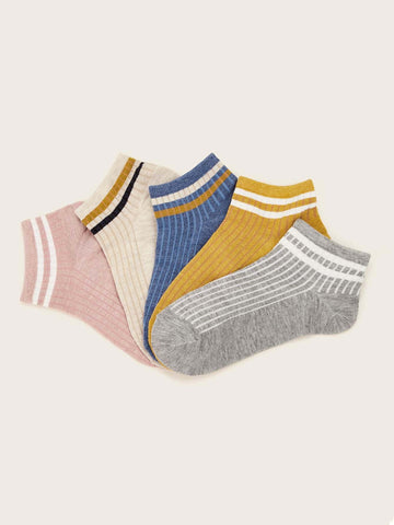 5pairs Striped Pattern Ankle Socks