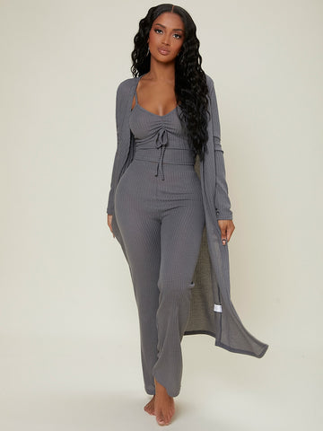 Ruched Bust Solid Lounge Set