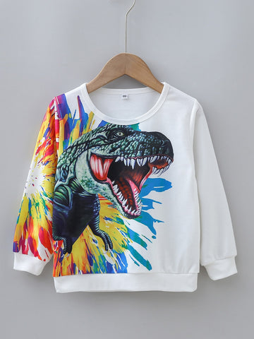 Toddler Boys Dinosaur Print Crew Neck Sweatshirt