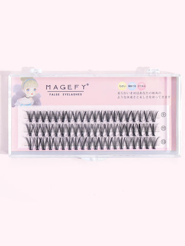 0.1mm Natural Style Mixed-length Heat Fusion Cluster False Eyelashes For Professional Eyelash Extension, Pack Of 9mm/11mm/13mm