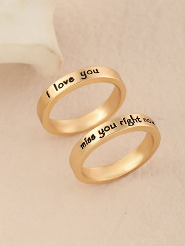 2pcs Couple Slogan Detail Ring
