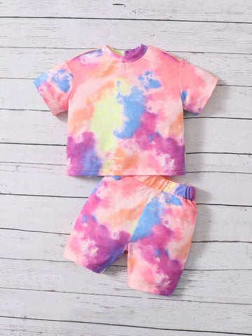 Baby Girl Tie Dye Tee & Shorts Set