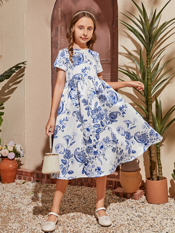 Girls Floral & Paisley Print Dress