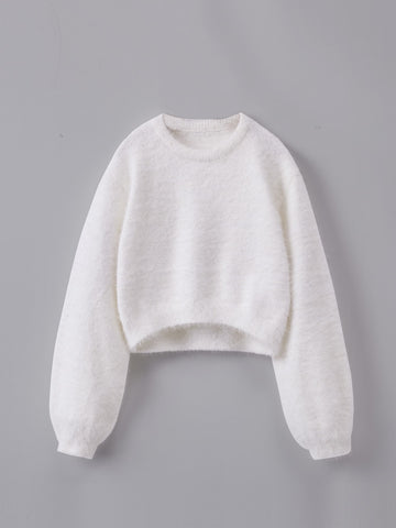 Tween Girl Bishop Sleeve Crop Sweater