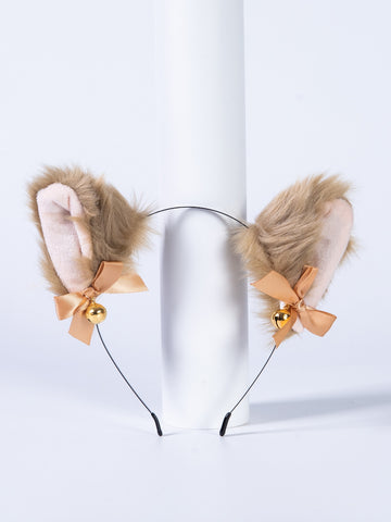 Fuzzy Cat Ear & Bow Decor Costume Headband