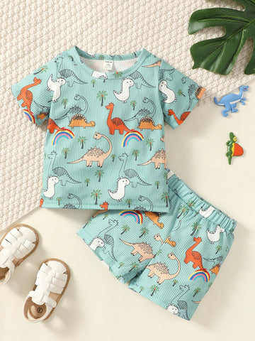 Baby Boy Dinosaur Print Tee & Shorts