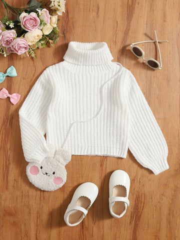 Young Girl Solid Turtleneck Sweater