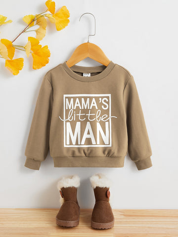 Baby Boy's Casual Simple Slogan Print Sweatshirt, Perfect For Autumn And Winter Outfit