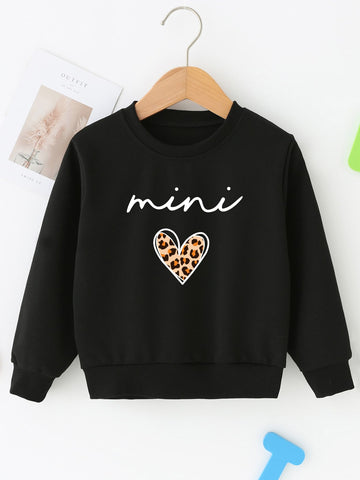 Young Girl Heart And Letter Graphic Pullover