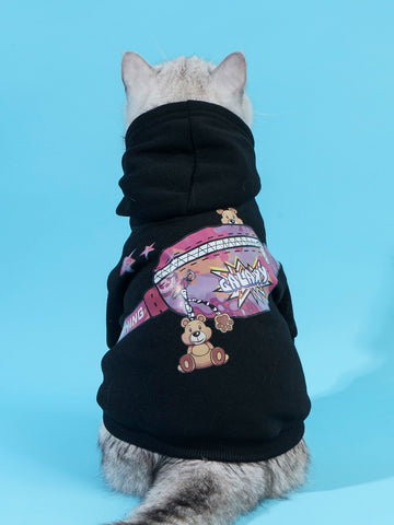 Letter Graphic Hooded Pet Hoodie
