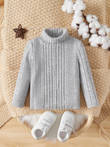 Baby Turtle Neck Ribbed Knit Top