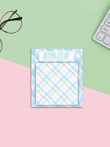 1pc Plaid Pattern Sticky Note, Simple Multi-purpose Easy To Post Writable Sticky Note For School Student, Office