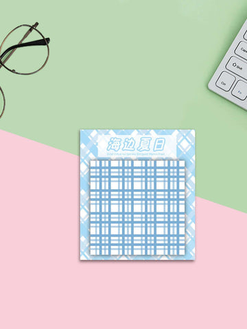 1pc Plaid Pattern Sticky Note, Simple Multi-purpose Easy To Post Writable Sticky Note For School Student, Office