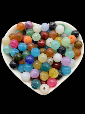1pack Vintage 6/8/10 MM Colorful Acrylic Round Shape Loose Spacer Beads For DIY Necklace Bracelet Earrings Jewelry Making