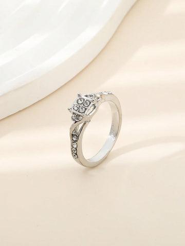 1pc Vintage Four-Prong Square Ring