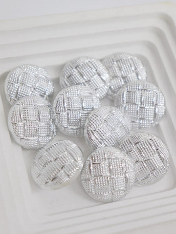10pcs Silver Textured Button, Vintage Plastic Multi-purpose Button For Coat, Sewing
