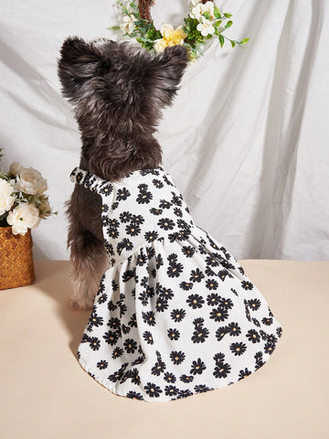 1pc Flower Print Pet Dress For Dog And Cat For Summer