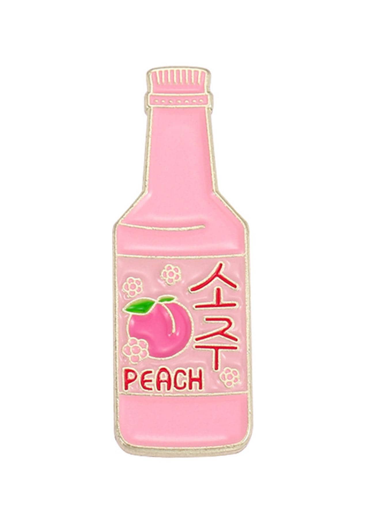1pc Japanese & Korean Style Bottle Shaped Alloy Brooch Featuring Lovely Peach Design, Versatile Decoration