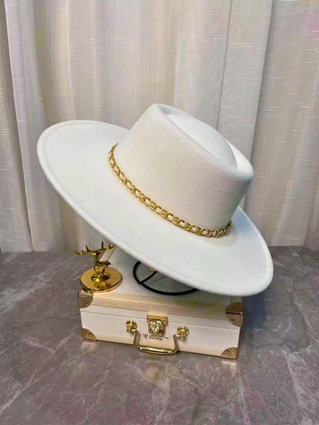 Chain Decor Fedora Hat Cowboy Hat Cowgirl Hat