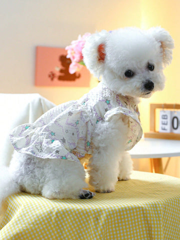 1pc Fabric Star Pattern Pet Dress For Cat And Dog For Summer