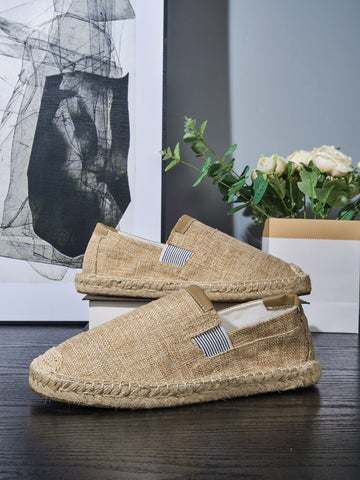 Men Striped Pattern Slip On Espadrille Loafers, Vacation Loafers