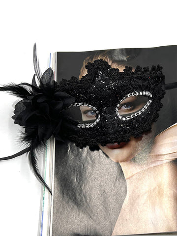 1pc Women's Black Floral Side Face Mask, Ideal For Party, Dance Or Cosplay Performance Royal