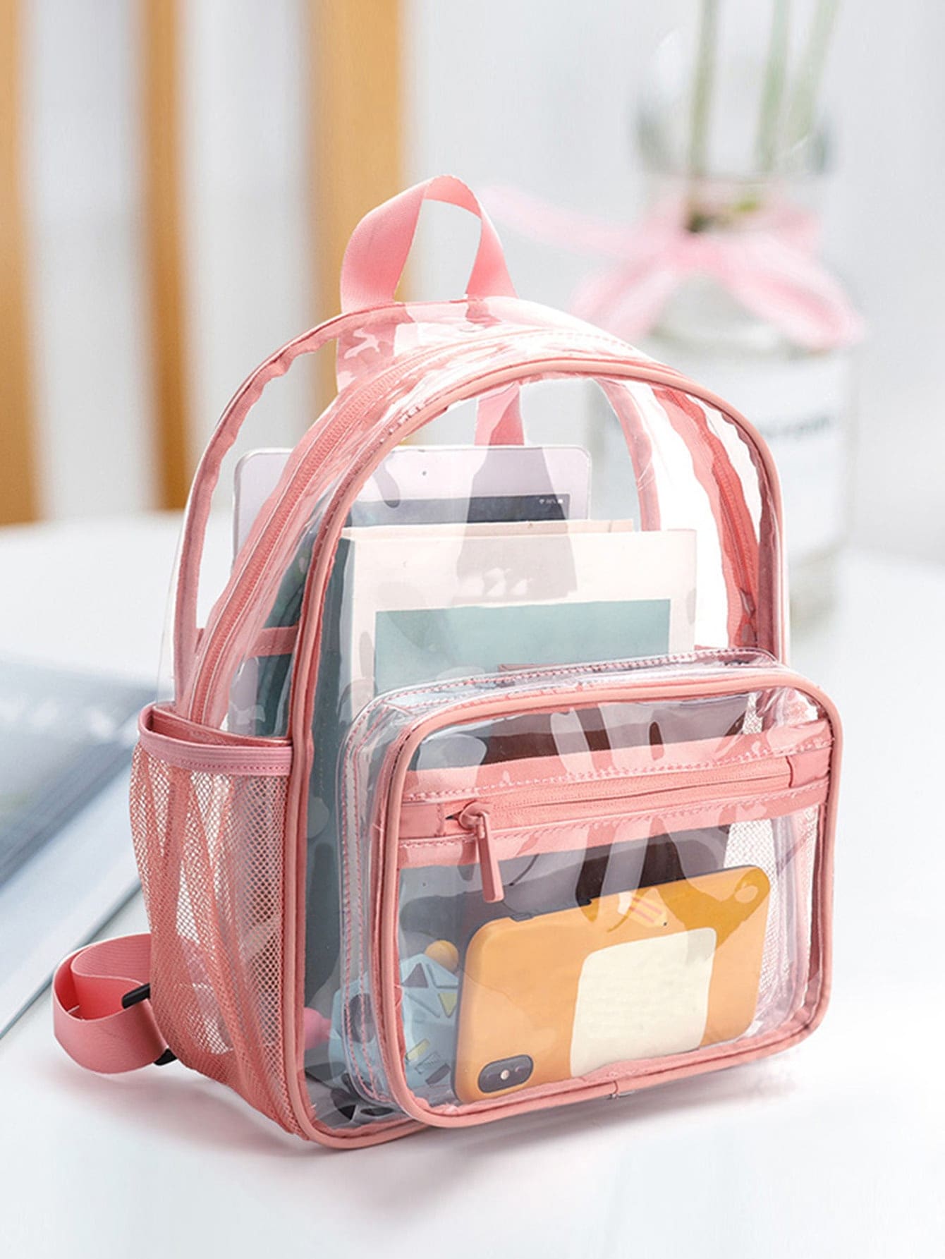 Pink Fashion Transparent Classic Backpack