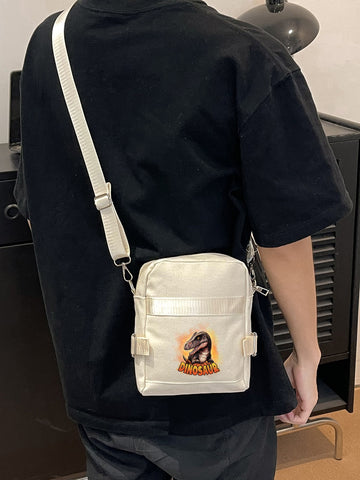 Fashionable Dinosaur Pattern Canvas Crossbody Bag For Casual Use Sling Bag Shoulder Bag Back to School For College School Lightweight