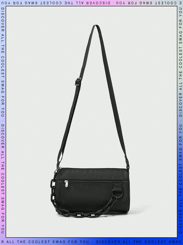 Chain Strap Color Block Solid Color Fashionable Bucket Shoulder Bag
