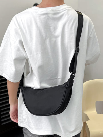 1Pc Solid Color Nylon Fashionable Versatile Simple Sporty Crossbody Bag For Men Sling Bag Shoulder Bag Dumpling Bag Back To School School Backpack For High School Students College Bag Hot Sale