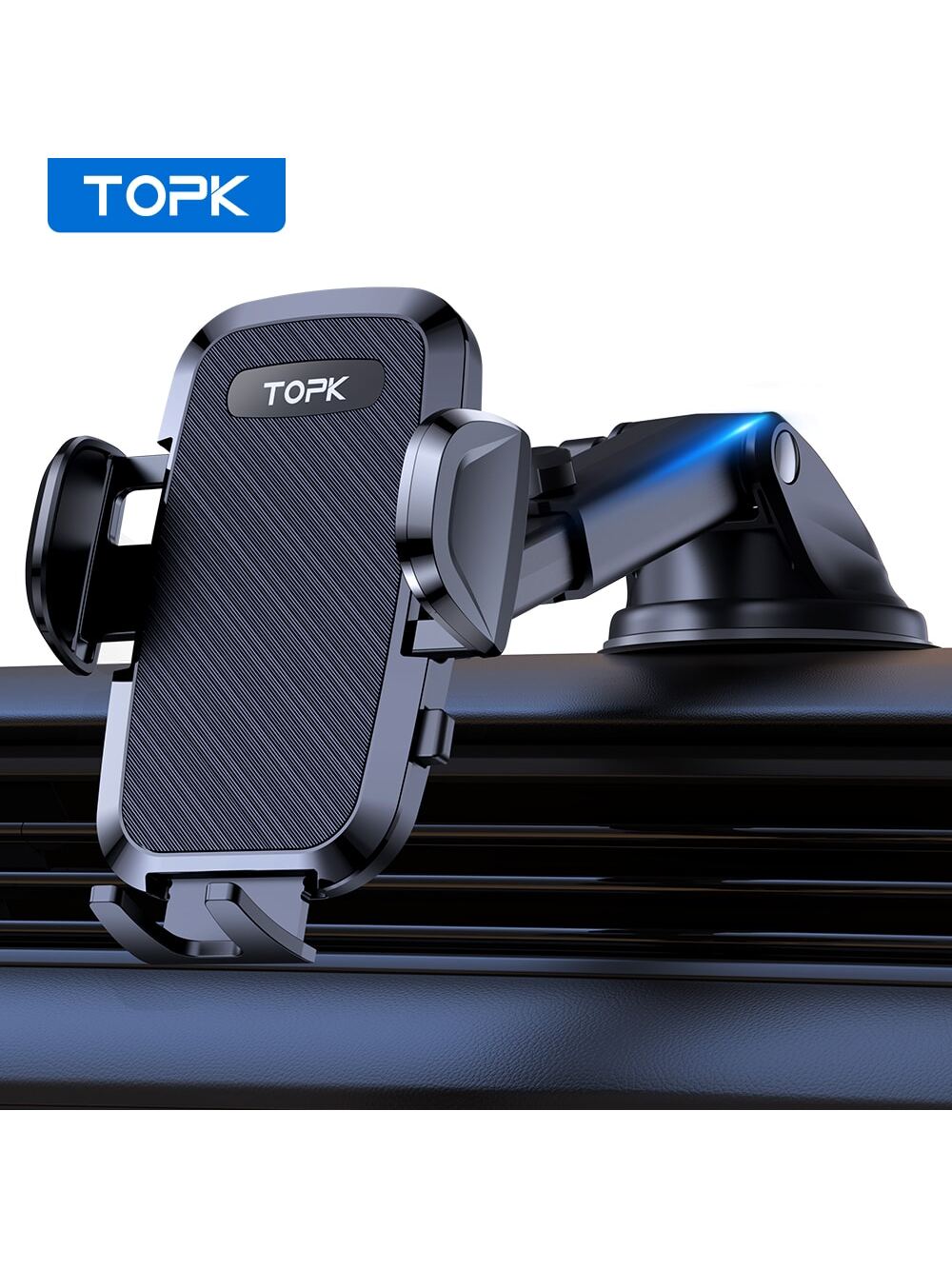 TOPK Phone Stand Holder For Car Mount Automobile Cell Phone Holder Car Mount Compatible With IPhone Universal Dashboard Mount Fit For All Smartphones