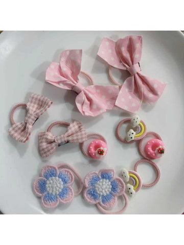 Elastic Hair Ties With Flowers & Butterfly Design, Gentle On Hair, Ideal For Little Princess Girls
