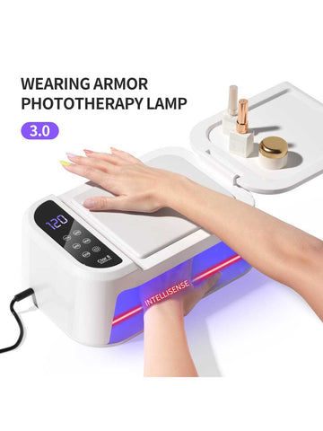 (Us Plug)1Pc Led Hand Pillow Light Therapy Lamp Uv Glue Dryer, Fast Nail Dryer Nail Polish Curing Uv Lamp With 5 Timers For Finger Nails, Toe Nails Salon (White)