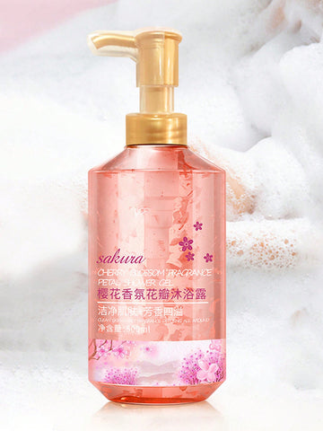 1 Bottle 500ml Sakura Scented Petal Shower Gel, Moisturizing, For Long-lasting Fragrance. Suitable For Men And Women