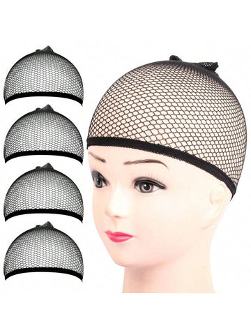 4pcs universal black mesh wig cap net, two ends through the hair net mesh wig cap