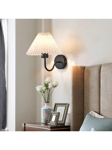 1 new European and American style modern minimalist pleated hotel wall lamp (without bulb) Indoor bedroom bedside lamp living room bedroom wall lamp