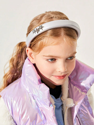 1pc Summer Children's Silver Star Shaped Headband, Lightweight Luxury All-match Hair Accessories