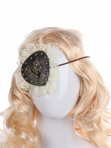 1pc Punk Style Leather & Lace Pirate Eyepatch