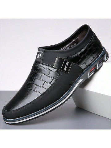 Men's Plus Size Casual Pu Leather Slip-on Sneakers, Soft Sole, Fashionable Sports Shoes