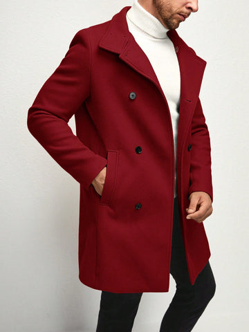 Men 1pc Double Breasted Overcoat