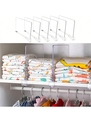 12PCS Shelf Dividers,Clear Closets Shelf and Closet Separator for Organization in Bedroom,Kitchen Cabinets Shelf Storage and Office Shelves