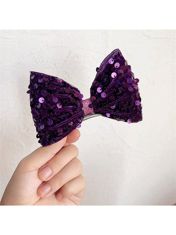 1pc Purple Glitter New Year Hair Clip