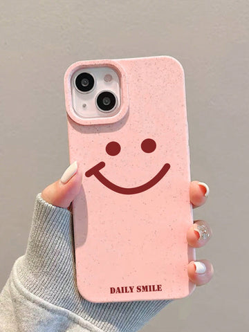 1pc Letter And Face Printed Phone Case Compatible With Iphone