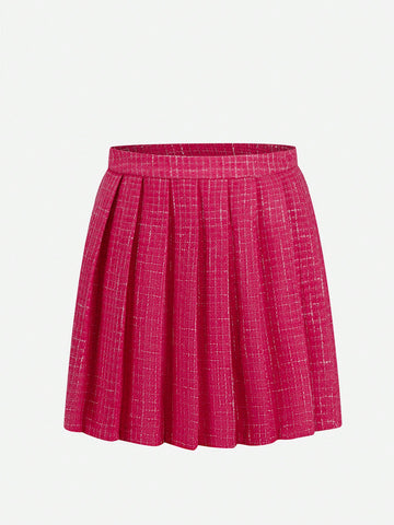Plus Plaid Print Pleated Skirt