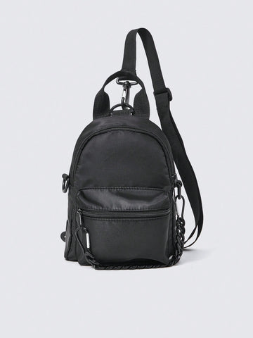 Kids' Fashionable Black Shoulder Bag With Chain Strap