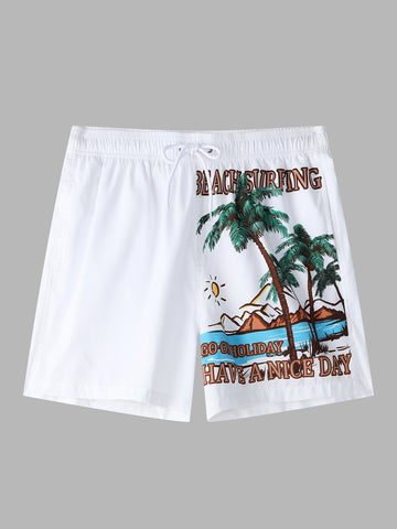 Men'S Beach Printed Drawstring Shorts
